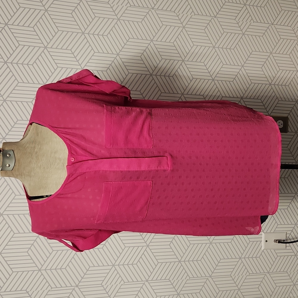 Olive + Oak Pink Magenta Pink Short-Sleeved Polka Dot Blouse Women's Size XL